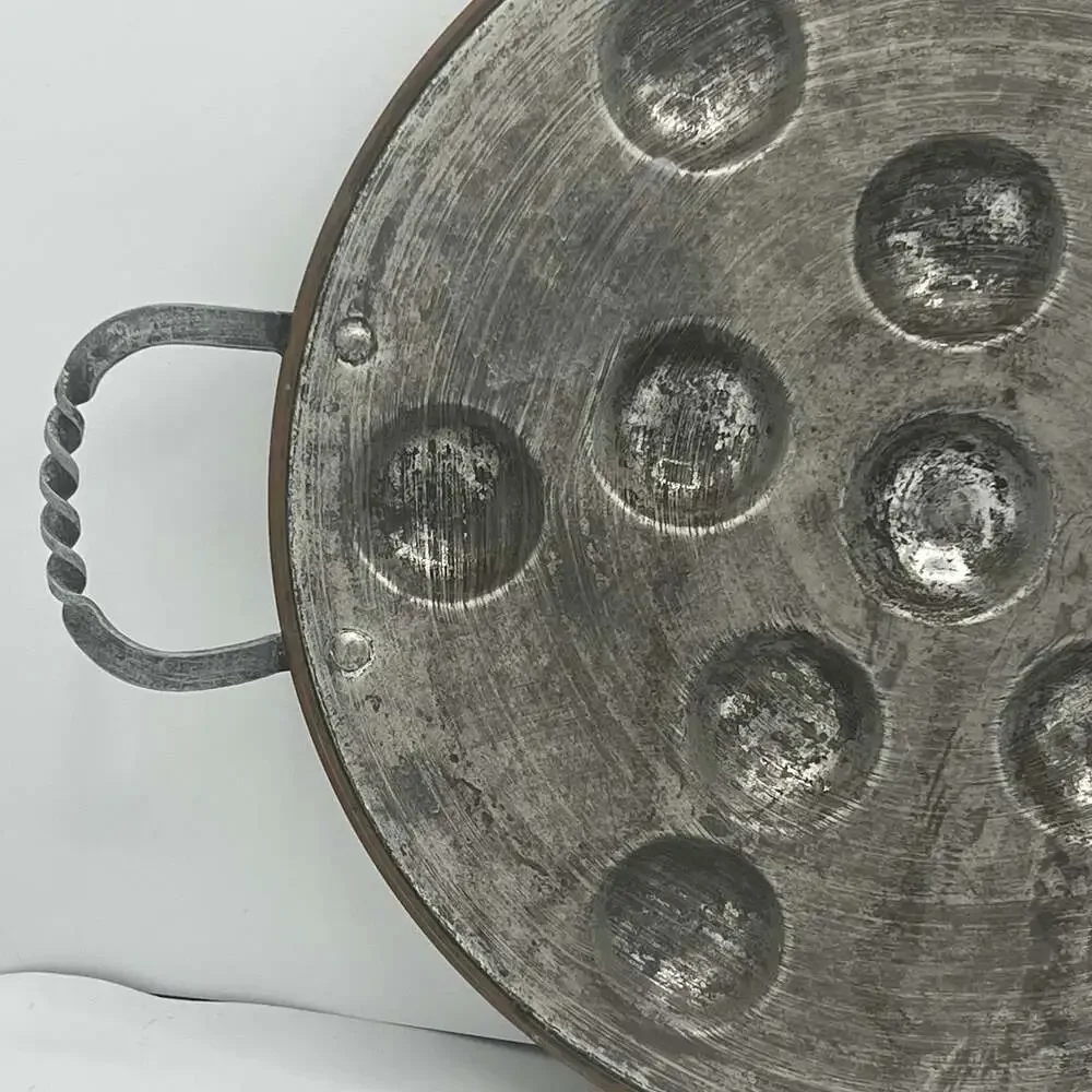 VTG 14” Round Copper Egg Poaching/Pastry Pan / Escargot Pan France